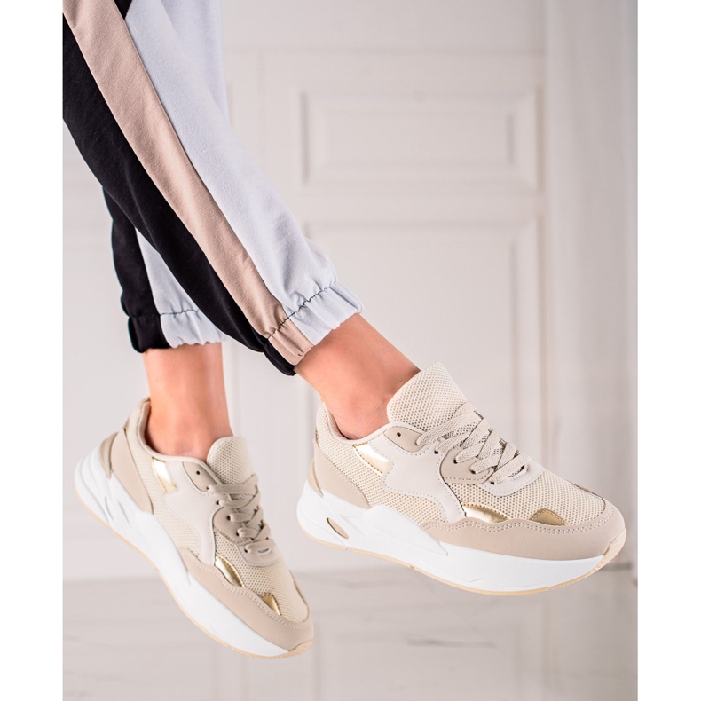 TRENDI Sneakers Con Rete beige d'oro 1