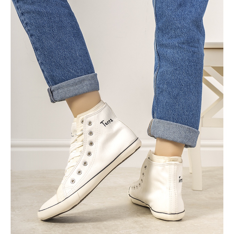 # danneggiato # Sneakers donna Torna bianche alla caviglia # DANNEGGIATO # bianco 2