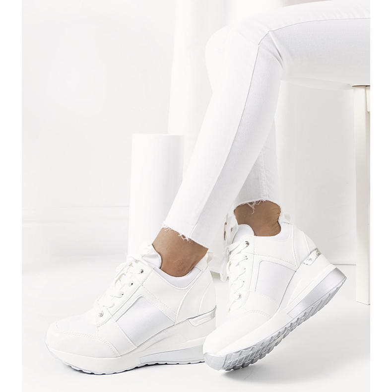 Sneakers bianche sulla zeppa Lockett bianco argento 1