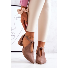 Décolleté In Pelle Scamosciata Sul Tacco Laura Messi 2309 Beige 2
