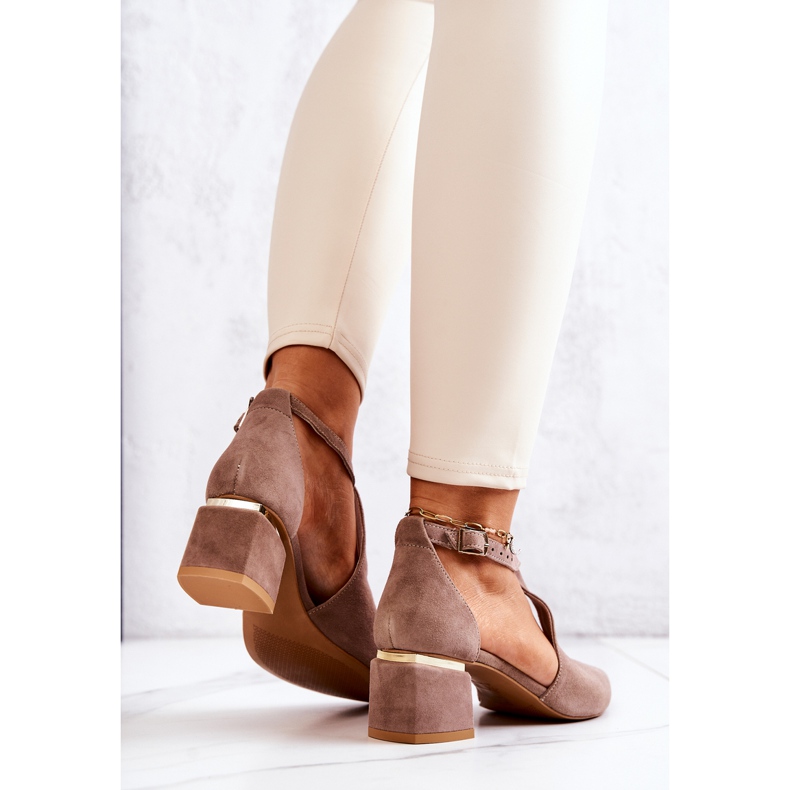 Décolleté In Pelle Scamosciata Sul Tacco Laura Messi 2309 Beige 1
