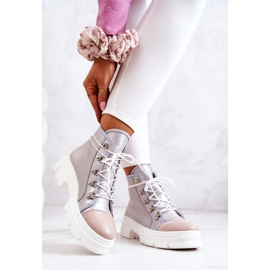 PK1 Stivali in pelle color argento beige d'argento 2