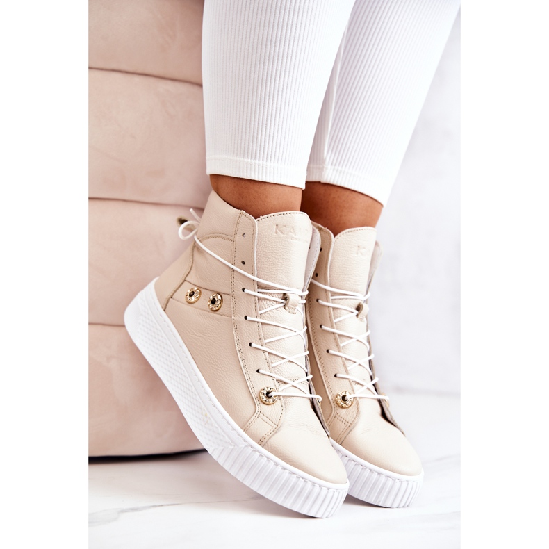 PK1 Sneakers in pelle con stivale alto Beige Ashlee 1