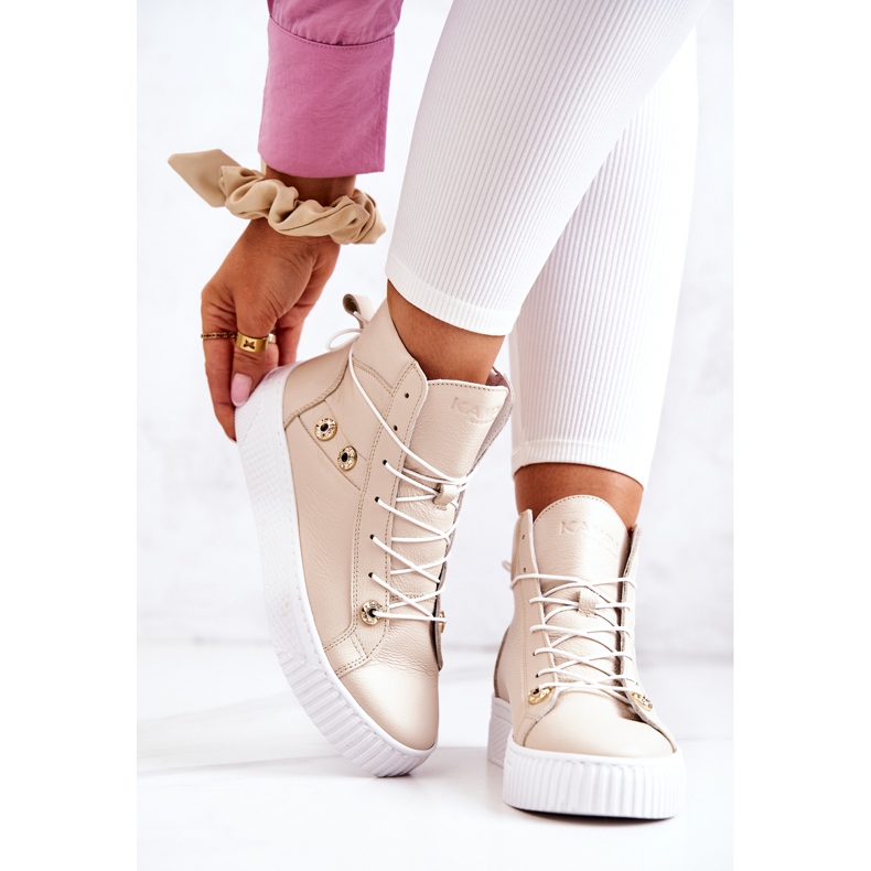 PK1 Sneakers in pelle con stivale alto Beige Ashlee 2