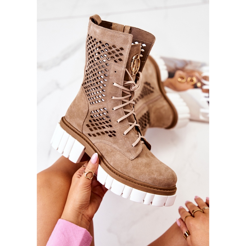 Stivali alti in pelle da lavoro Nicole Camel 2706 marrone 1