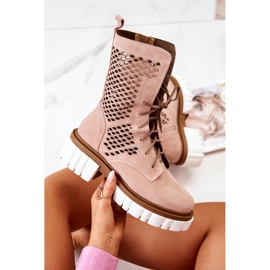 Stivali Alti In Pelle Lavoratori Nicole Rosa 2706 beige 2