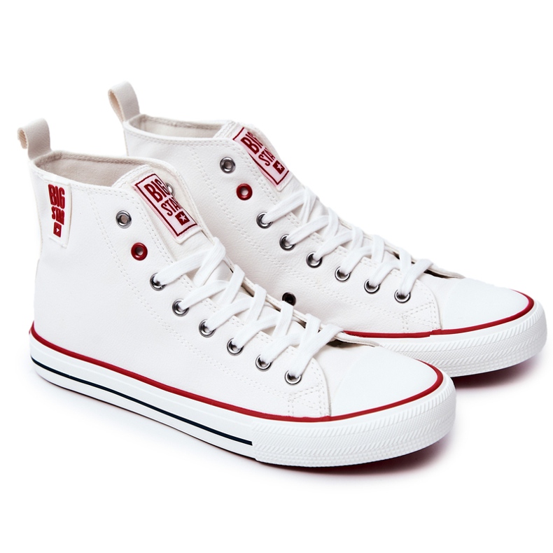 Sneakers Alte Da Uomo In Pelle Big Star JJ174071 Bianche bianco 2