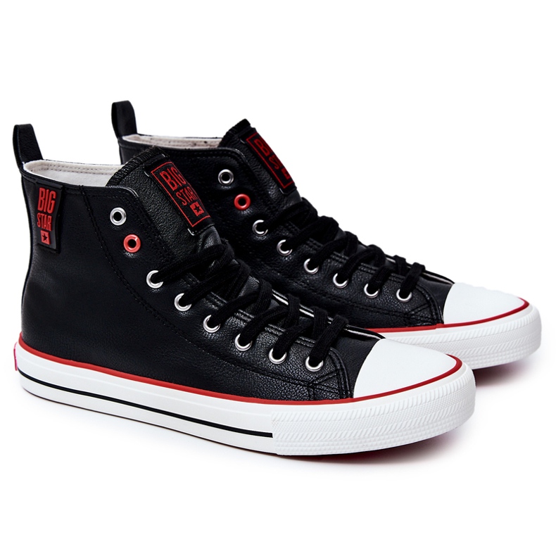 Sneakers Alte da Uomo in Pelle Big Star JJ174070 Nere nero 1