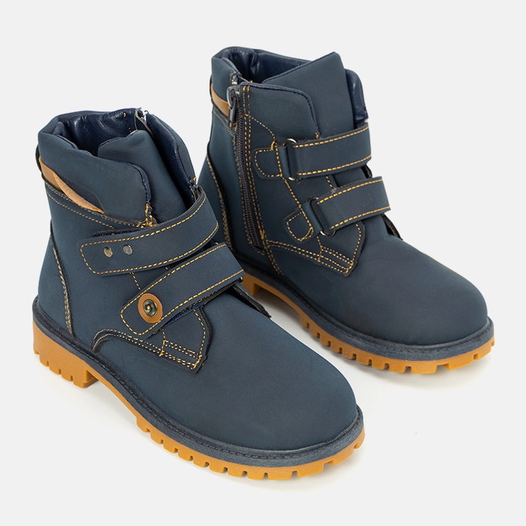 Stivali blu navy da bambino Marcil giallo 1
