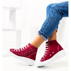 Sneakers bordeaux alla caviglia sulla zeppa Bondi rosso 2