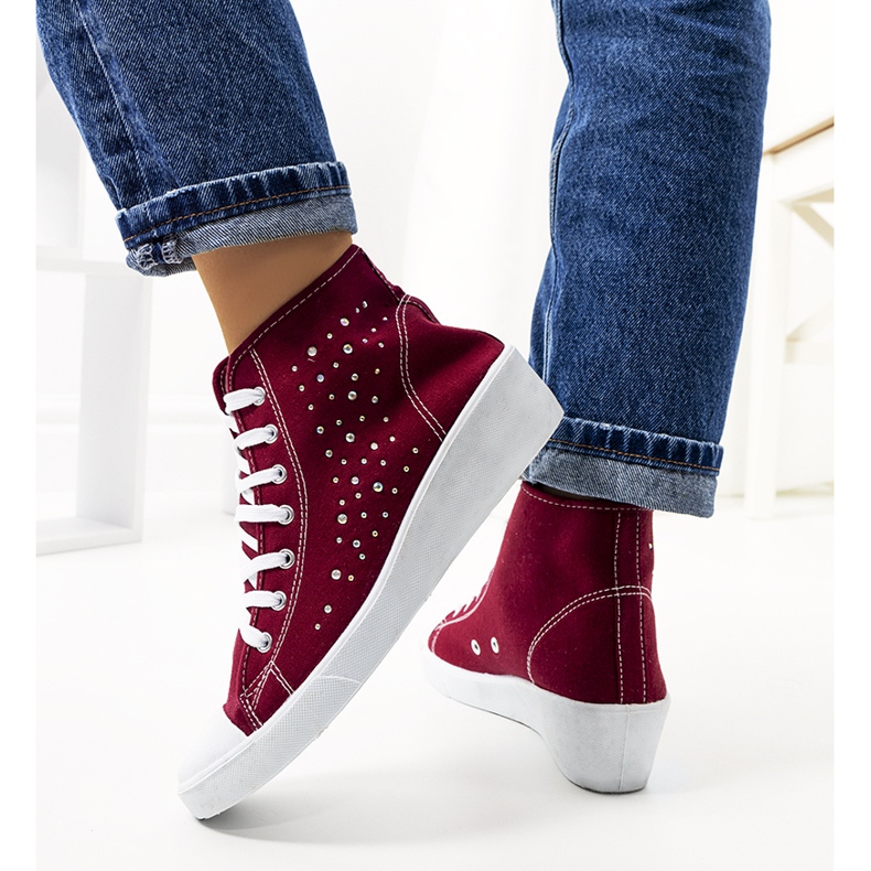 Sneakers bordeaux alla caviglia sulla zeppa Bondi rosso 1
