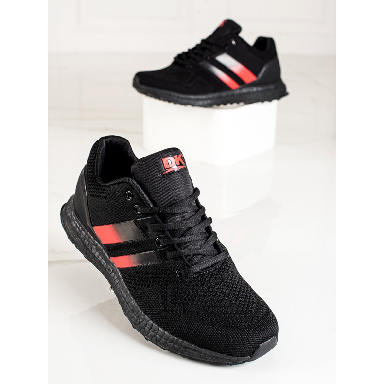 DK Scarpe sportive da uomo con cinturini nero rosso 2