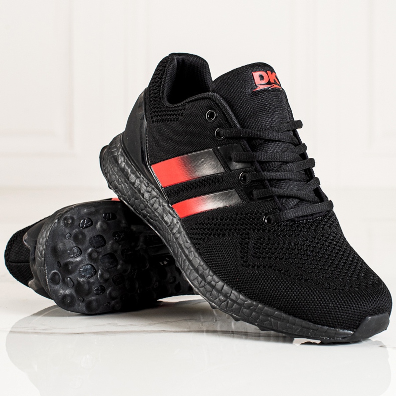 DK Scarpe sportive da uomo con cinturini nero rosso 1
