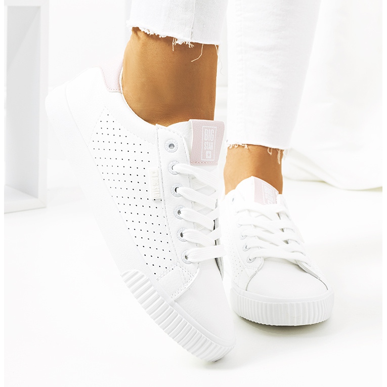 Sneakers bianche da donna Big Star HH274073 bianco rosa 2