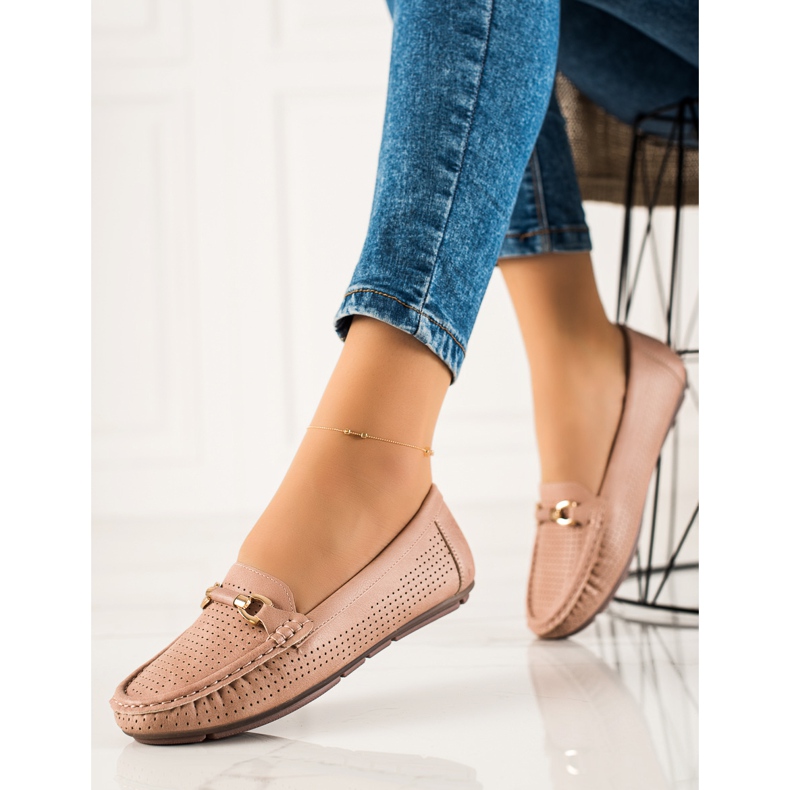 Primavera Mocassini traforati con ornamento beige rosa 1