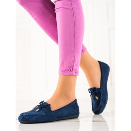TRENDI Mocassini In Pelle Scamosciata Con Un Fiocco blu navy 1
