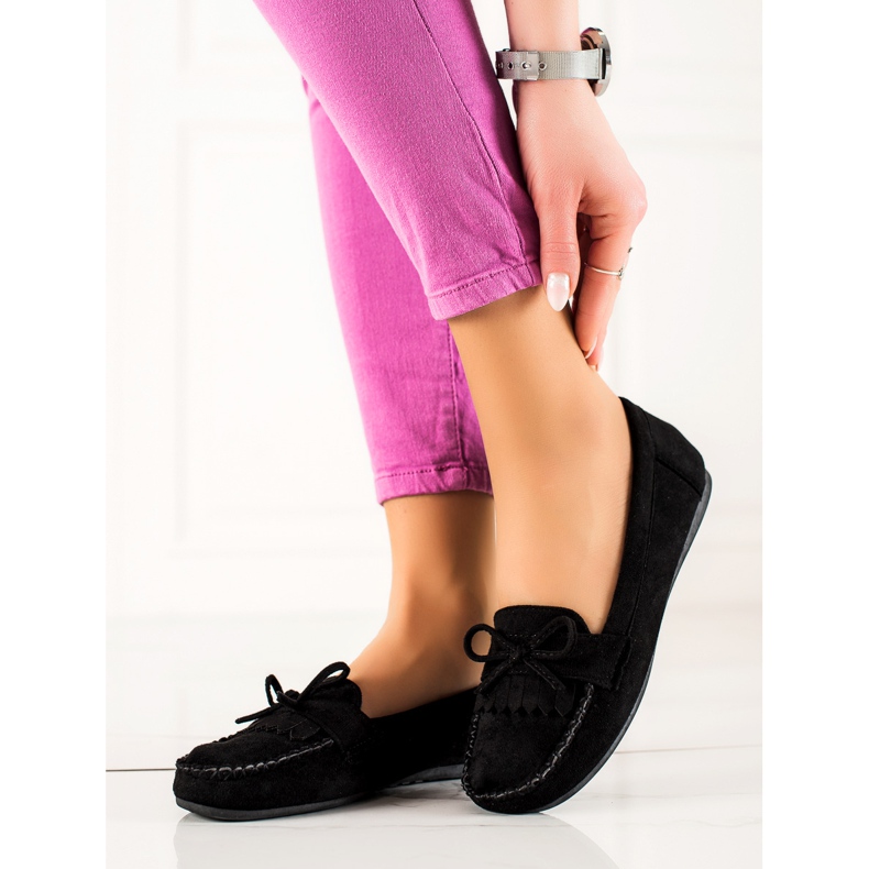 TRENDI Mocassini casual in pelle scamosciata nero 1