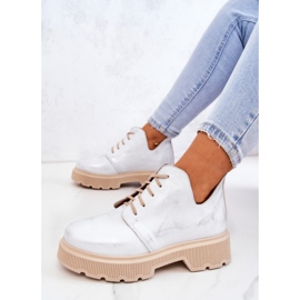 Brogues On The Massive Sole Nicole White-Silver 2701 bianca d'argento 1