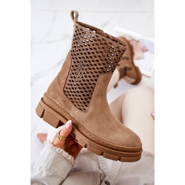 Stivali in pelle Workers Nicole Marrone chiaro 2711 1