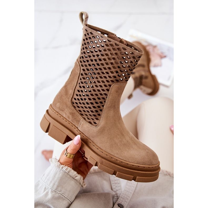 Stivali in pelle Workers Nicole Marrone chiaro 2711 1