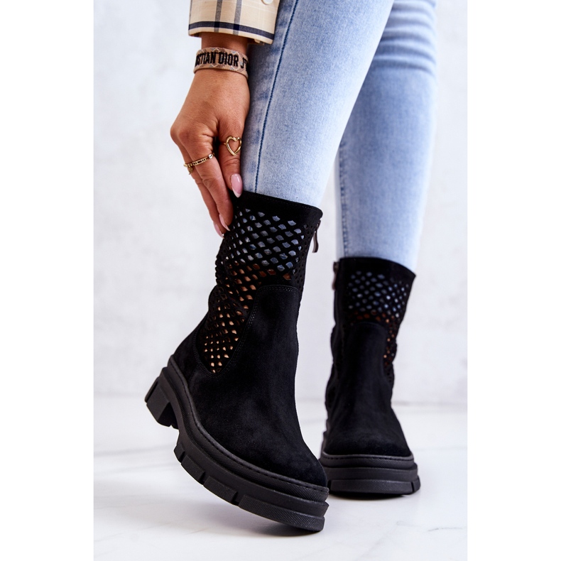 Stivali in pelle Workers Nicole Black 2711 nero 2