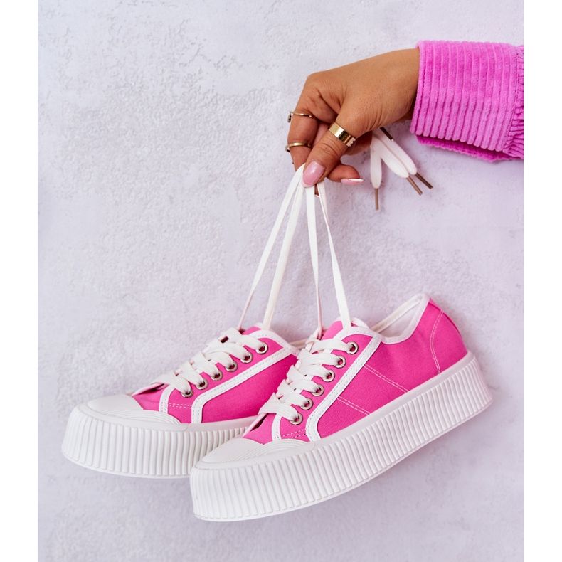 Sneakers basse su piattaforma Mischa rosa 1