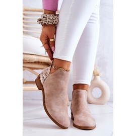 Vinceza Stivaletti in camoscio con motivo serpente Stephanie beige 2