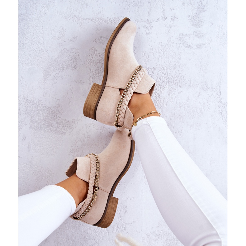 PS1 Stivali In Pelle Scamosciata Con Catena Talitha Beige 2