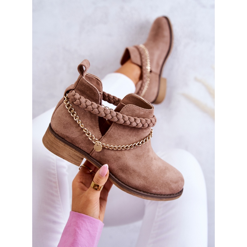 PS1 Stivali In Pelle Scamosciata Con Una Catena Talitha Marrone 1