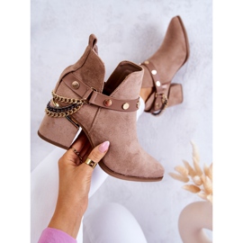 PS1 Stivali Da Donna In Camoscio Con Catene Tracy Beige Scuro 1
