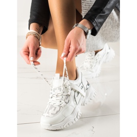 TRENDI Sneakers alla moda con glitter bianca 1