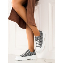 Bona Sneakers basse a scacchi bianco nero 2