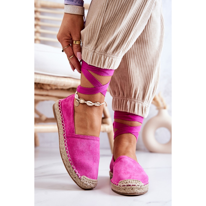 FB1 Espadrillas in camoscio allacciate Fucsia Ismann rosa 2