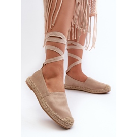 FB1 Espadrillas in camoscio beige allacciate Ismanne 2
