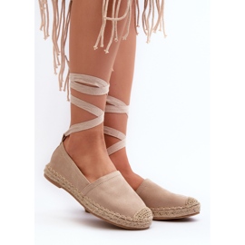 FB1 Espadrillas in camoscio beige allacciate Ismanne 1