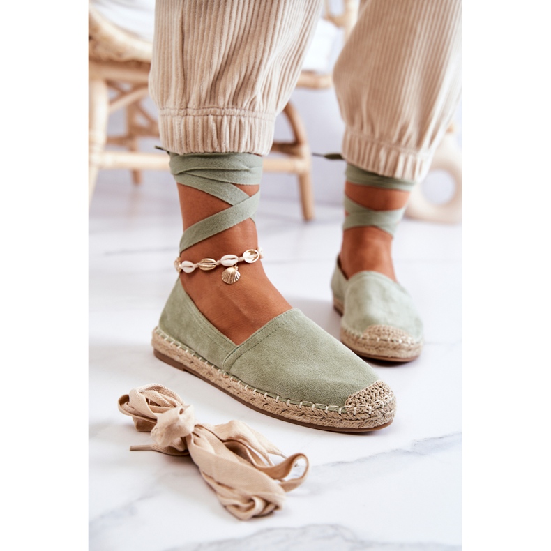 FB1 Espadrillas in camoscio Ismanne verdi allacciate verde 1