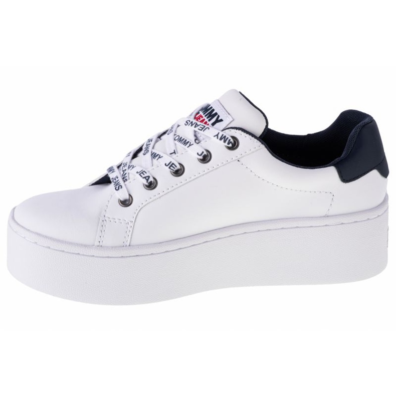Tommy Hilfiger Iconic Leather Flatform scarpe in EN0EN01113-YBR bianca 1