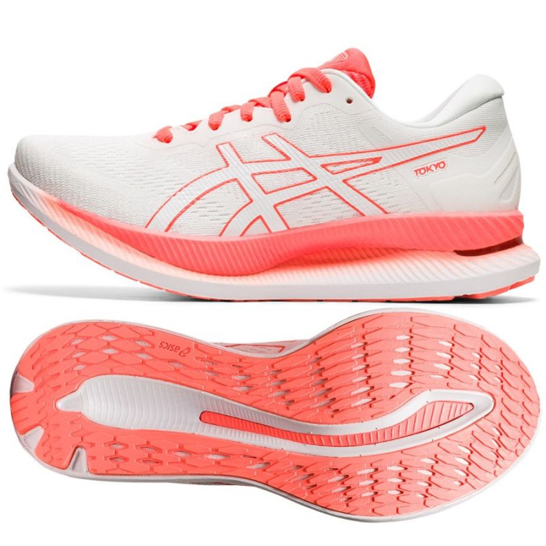 Asics GlideRide Tokyo W 1012A943 100 scarpe da corsa bianco arancia 1