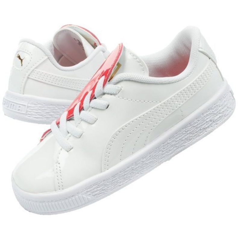 Puma Basket Crush Vernice Scarpe da bambino 369676 01 bianco 1