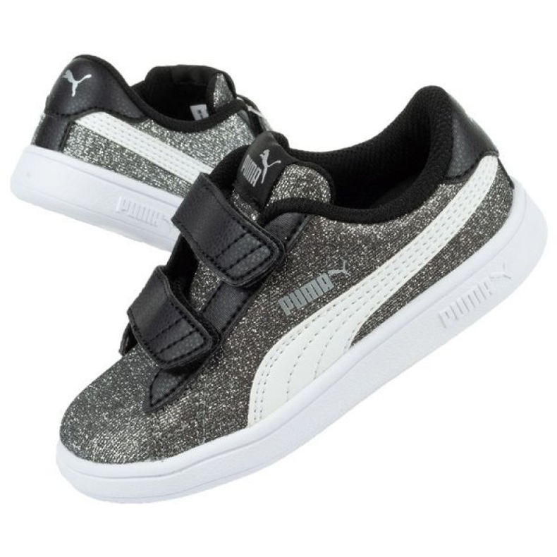 Puma Smash V2 Glitz Glam Jr 367380 04 nero d'argento 1