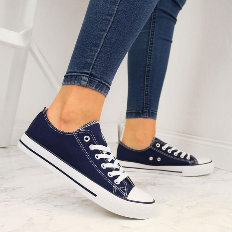 Sneakers basse blu navy Atletico W ATC266B bianca 2