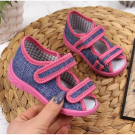 Pantofole da casa Nazo TEX4B, blu navy e rosa 1