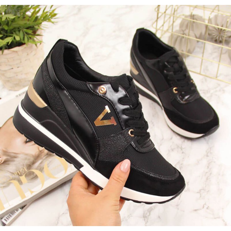 Sneakers con zeppa Potocki W WM747A nere nero d'oro 1