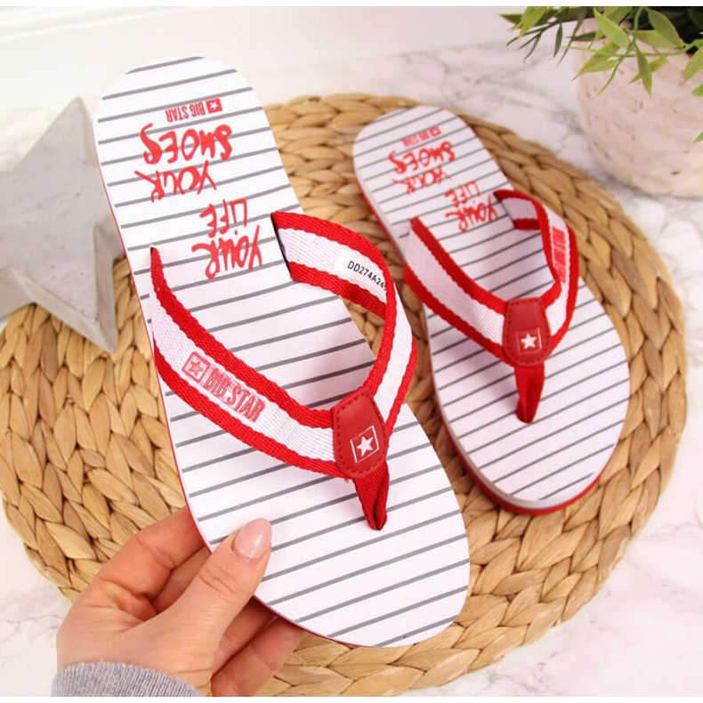 Big Star W DD274A249 infradito da spiaggia rosse bianco rosso 1