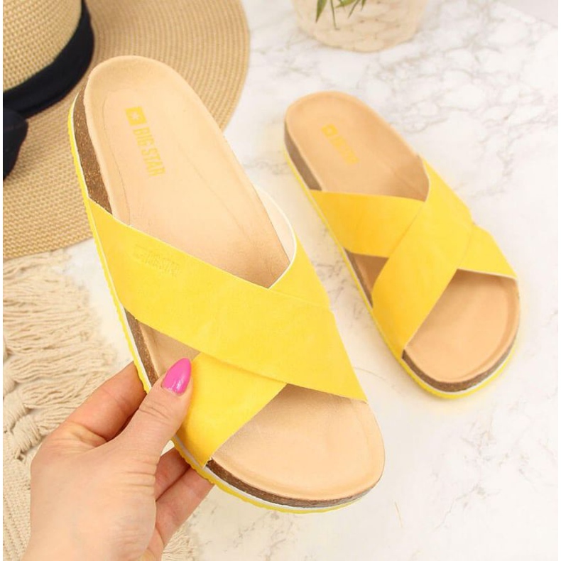 Pantofole in pelle Big Star W HH274596 gialle giallo 1