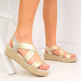 Sandali espadrillas sulla piattaforma Big Star W HH274414 oro d'oro 2