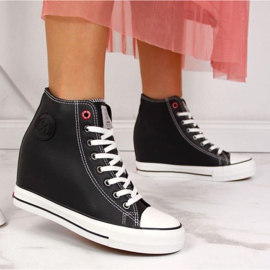 Sneakers sulla zeppa Cross Jeans W II2R4025C nere bianca nero 2