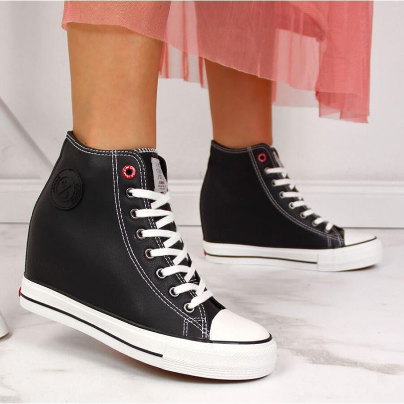 Sneakers sulla zeppa Cross Jeans W II2R4025C nere bianca nero 2