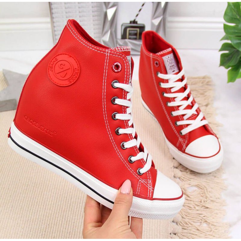 Sneakers sulla zeppa Cross Jeans W II2R4026C rosso bianco 1