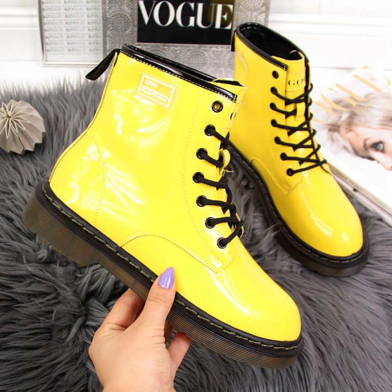 Stivali in pelle laccata Goe W II2N4054 giallo 1